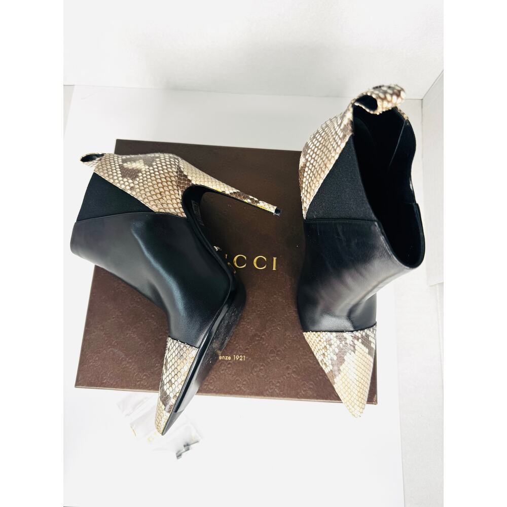 Gucci Black Leather And Roccia Python Pointed Toe… - image 8